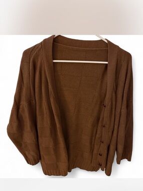 SHEIN Brown Open-Front Button Cardigan